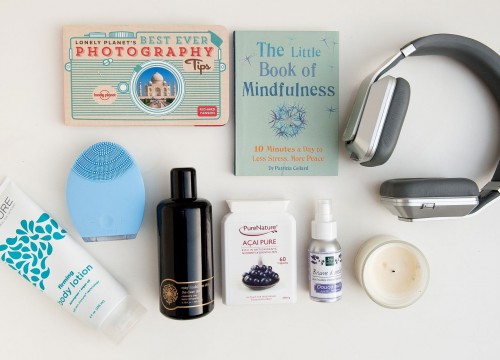 Travel basics in my colored luggage