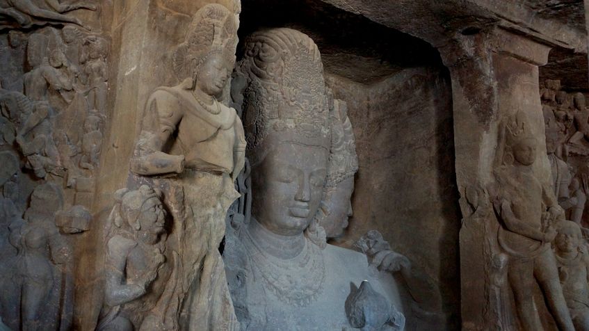Diverse sculpturi din Elephanta Caves, Mumbai