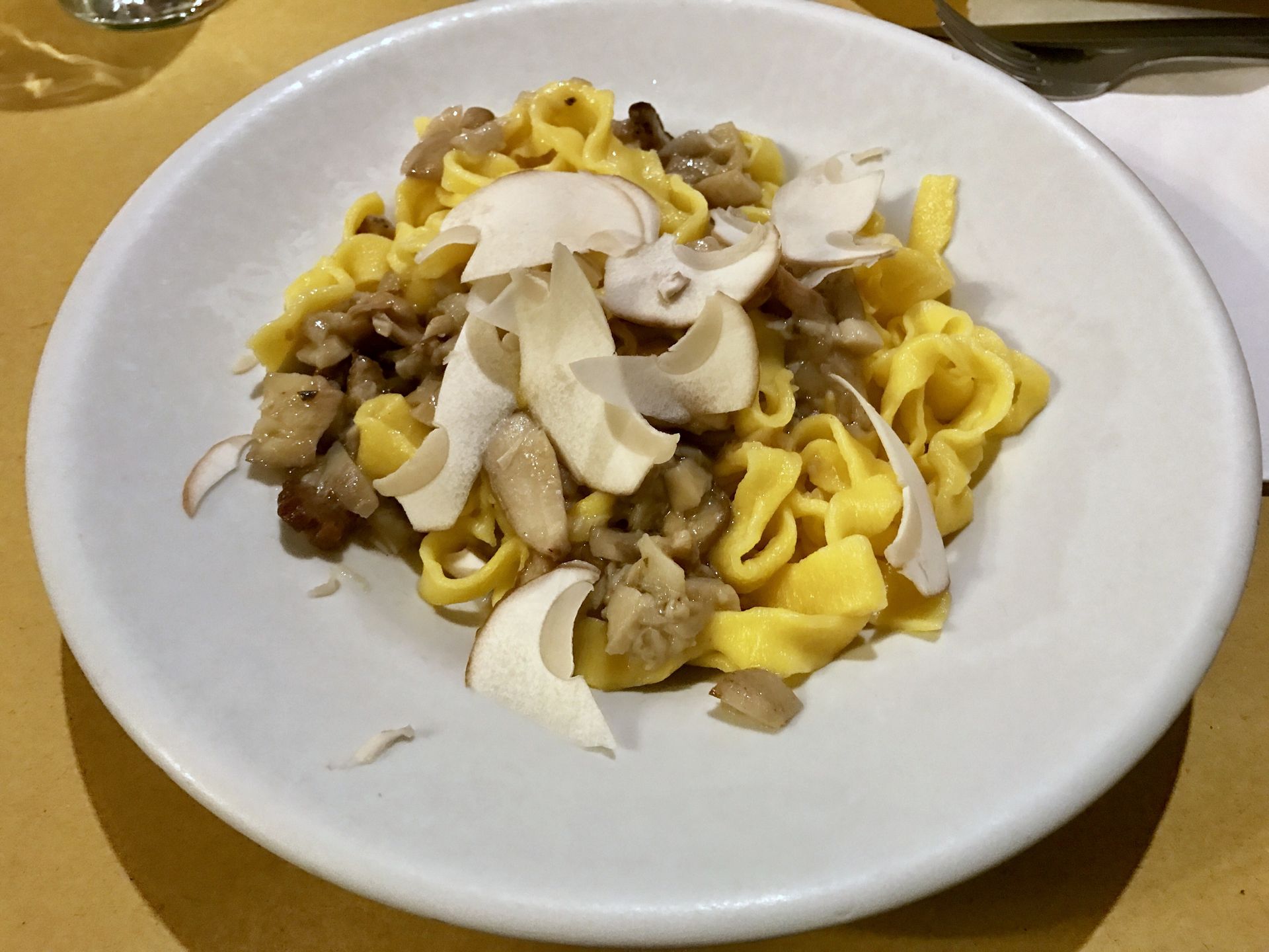 Pasta, very much as at home, as it is traditionally made